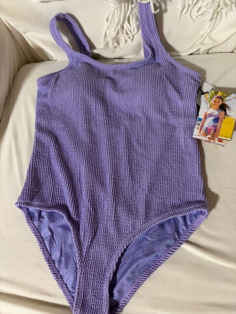 Lavender Textured One-Piece Swimsuit